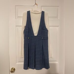 NWT Plaid Pinafore Dress with Deep V (Undershirt Included)